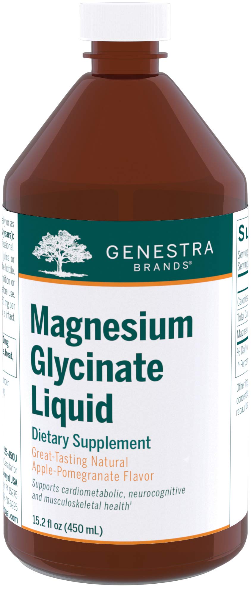 Genestra Magnesium Glycinate Liquid Apple Pomegranate 15.2 fl oz label