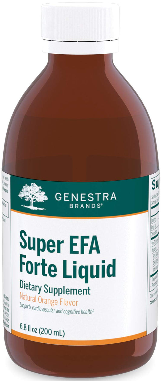 Genestra Super EFA Forte Liquid bottle with orange flavor, 6.8 fl oz