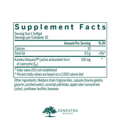 Close-up of Ubiquinol 100mg softgel capsules