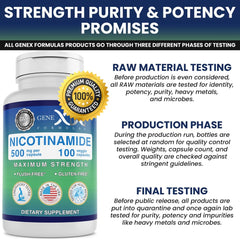 GMP-certified, non-GMO and gluten-free seals on Genex Formulas packaging