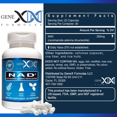 Close-up of NAD+ 250mg capsules