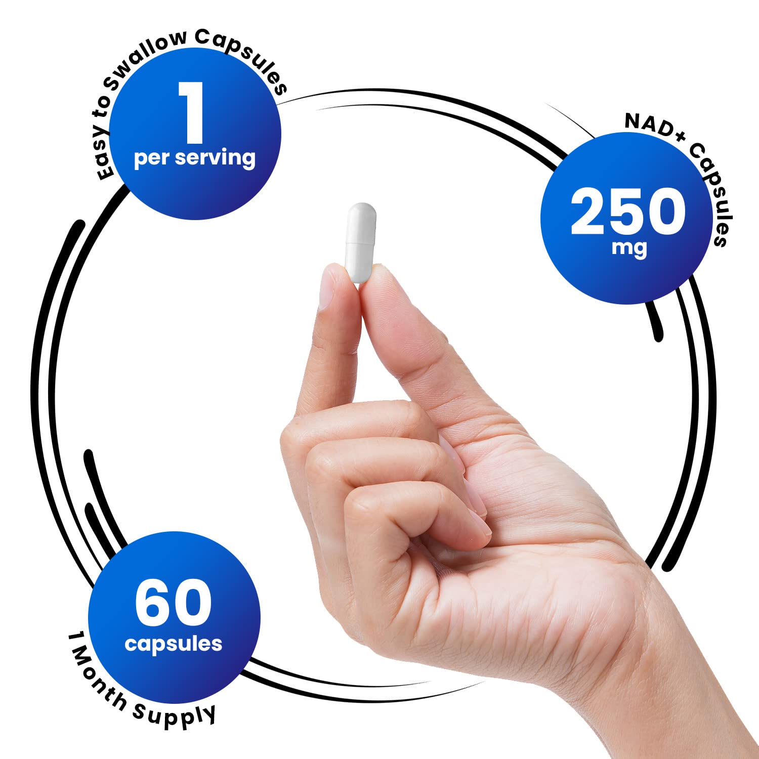 Ingredients and purity icons for Genex NAD+