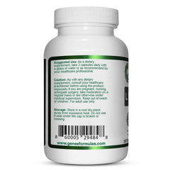 Close-up of Genex Lions Mane supplement label