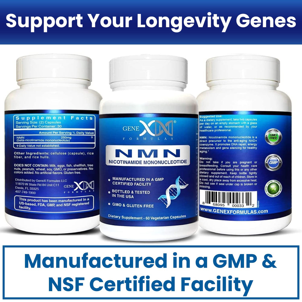 Non-GMO, Gluten Free, vegan NMN supplement ingredients