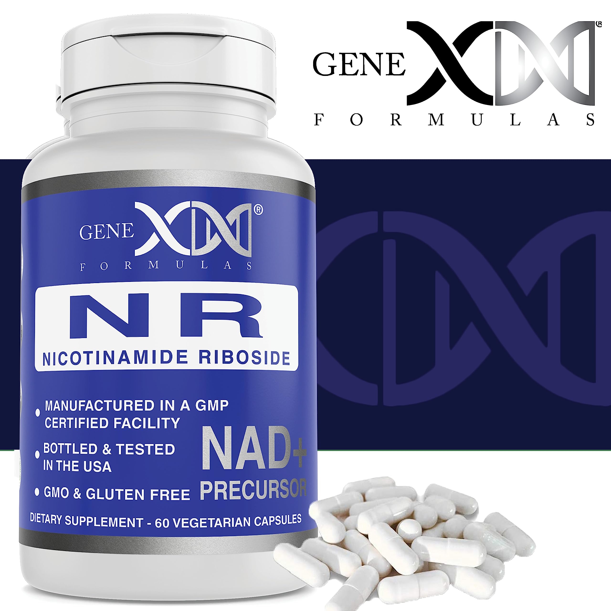 Non-GMO, Gluten-Free, Vegetarian badge for Genex NR product