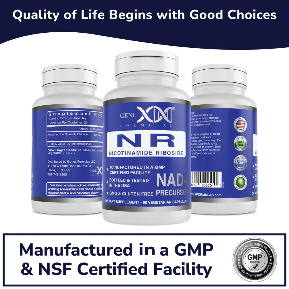 GMP and NSF certification seals for Genex NR