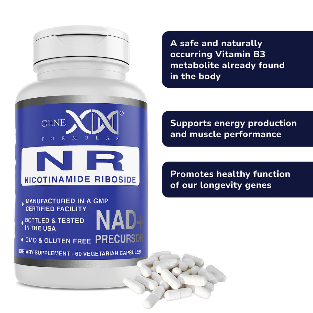 Supplement facts panel close-up of Genex NR 300mg