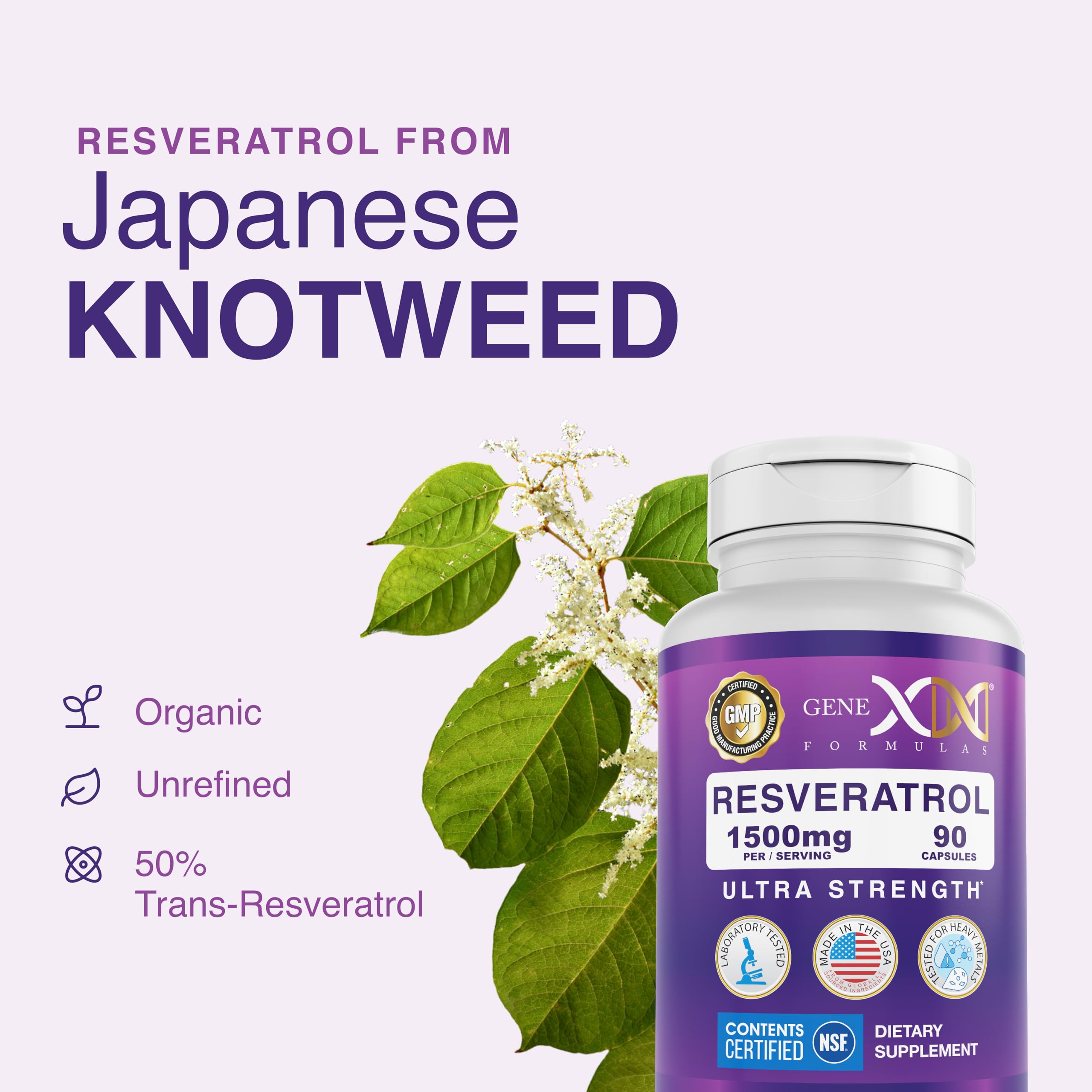 Genex Resveratrol 1500 mg bottle with packaging and outer carton