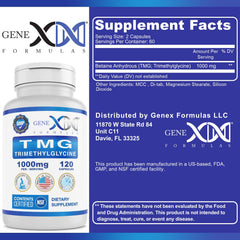 Genex TMG label highlighting trimethylglycine content