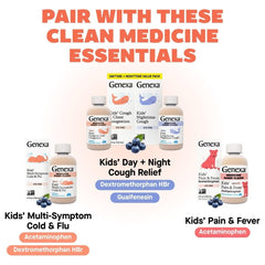 Illustration of congestion relief and sneezing calm with Genexa Kids Cold Crush