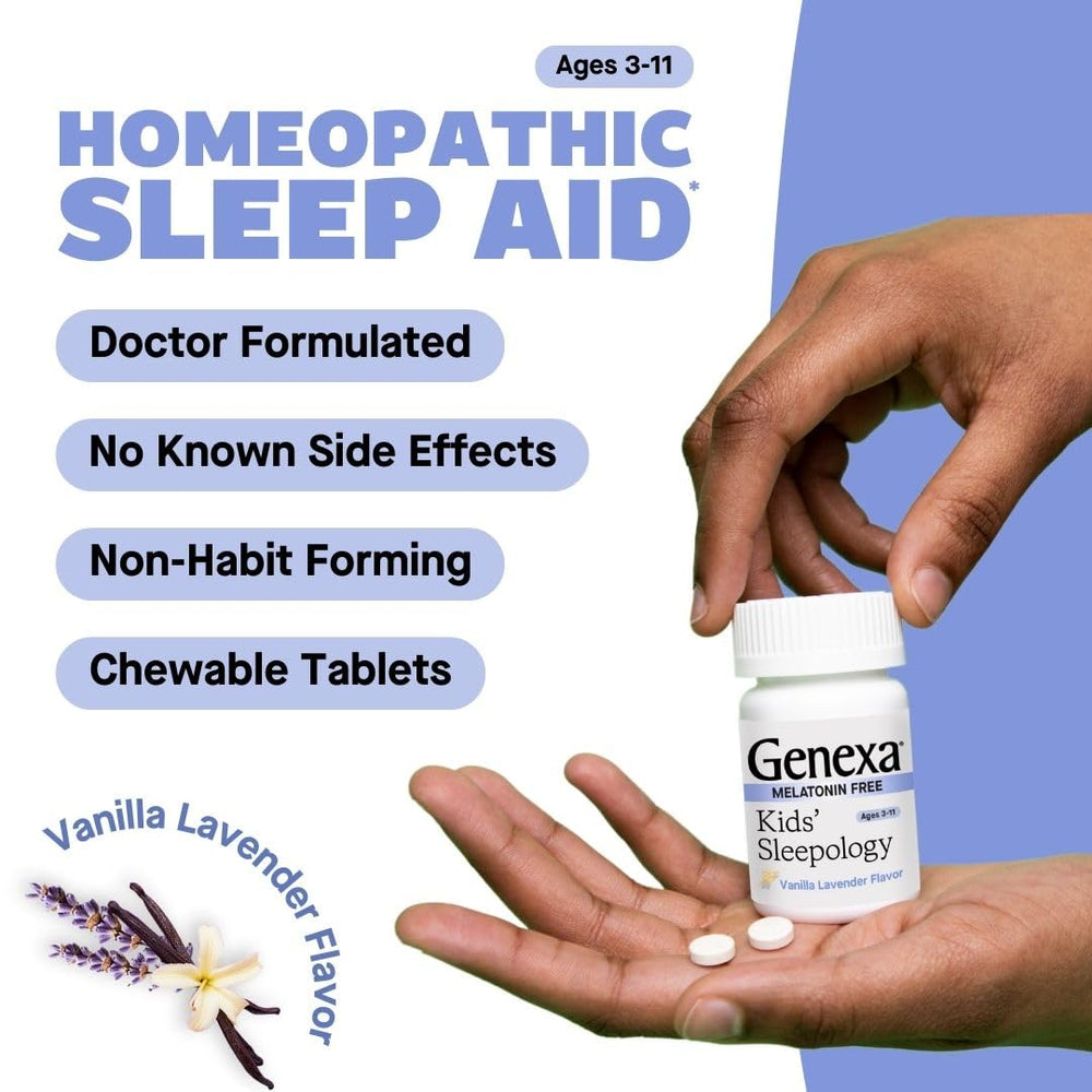 Genexa Sleepology packaging highlights organic, non-GMO formula.