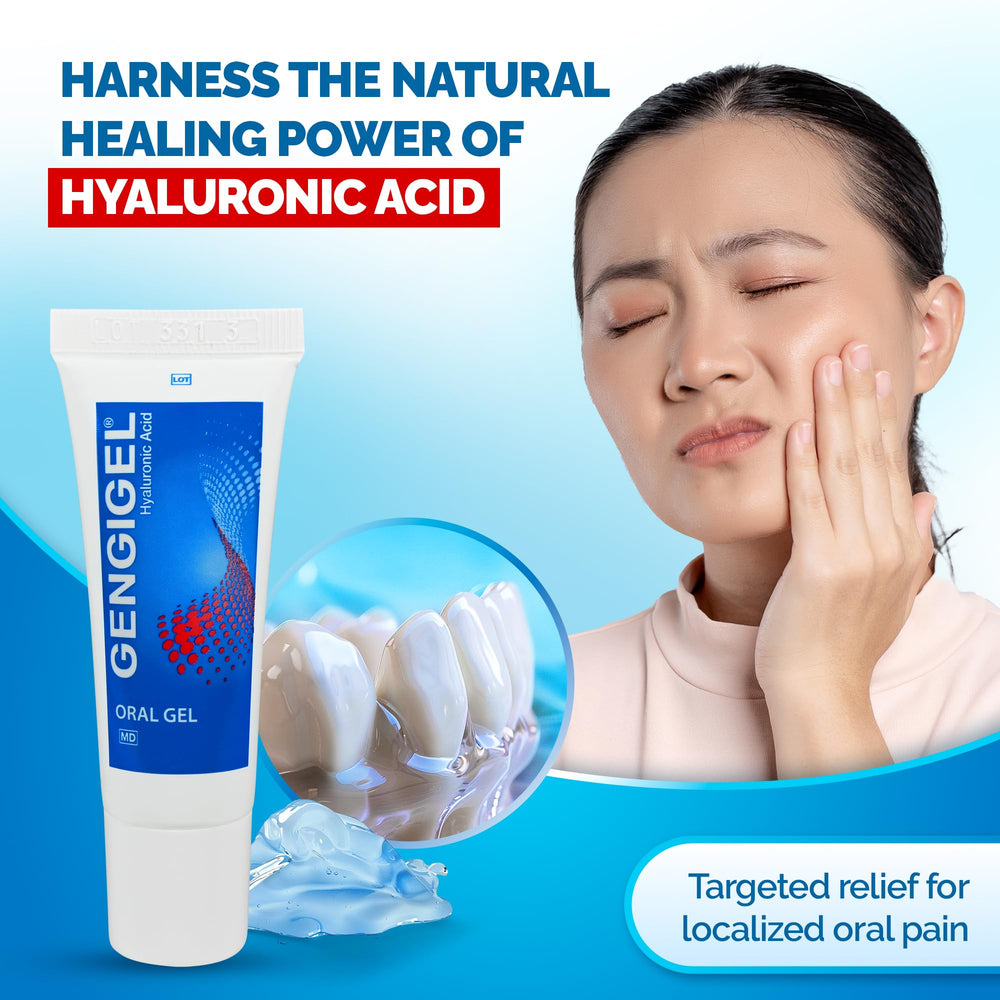 Applying Gengigel Gel to gums for relief