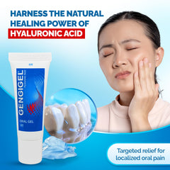 Applying Gengigel Gel to gums for relief