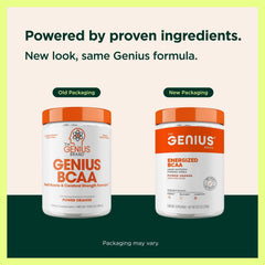 Genius BCAA Powder orange packaging close-up