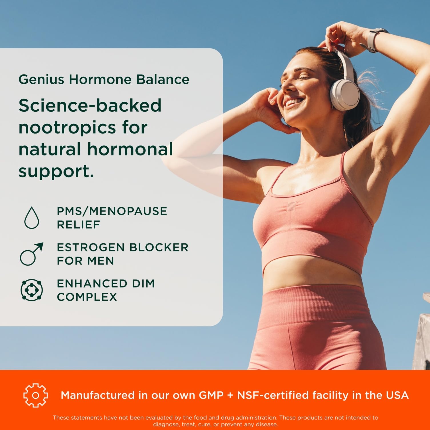 Genius Brand estrogen balance contains DIM supporting estrogen balance with grape seed.