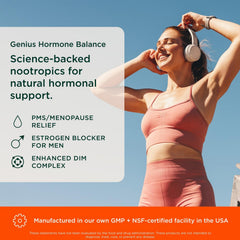 Genius Brand estrogen balance contains DIM supporting estrogen balance with grape seed.