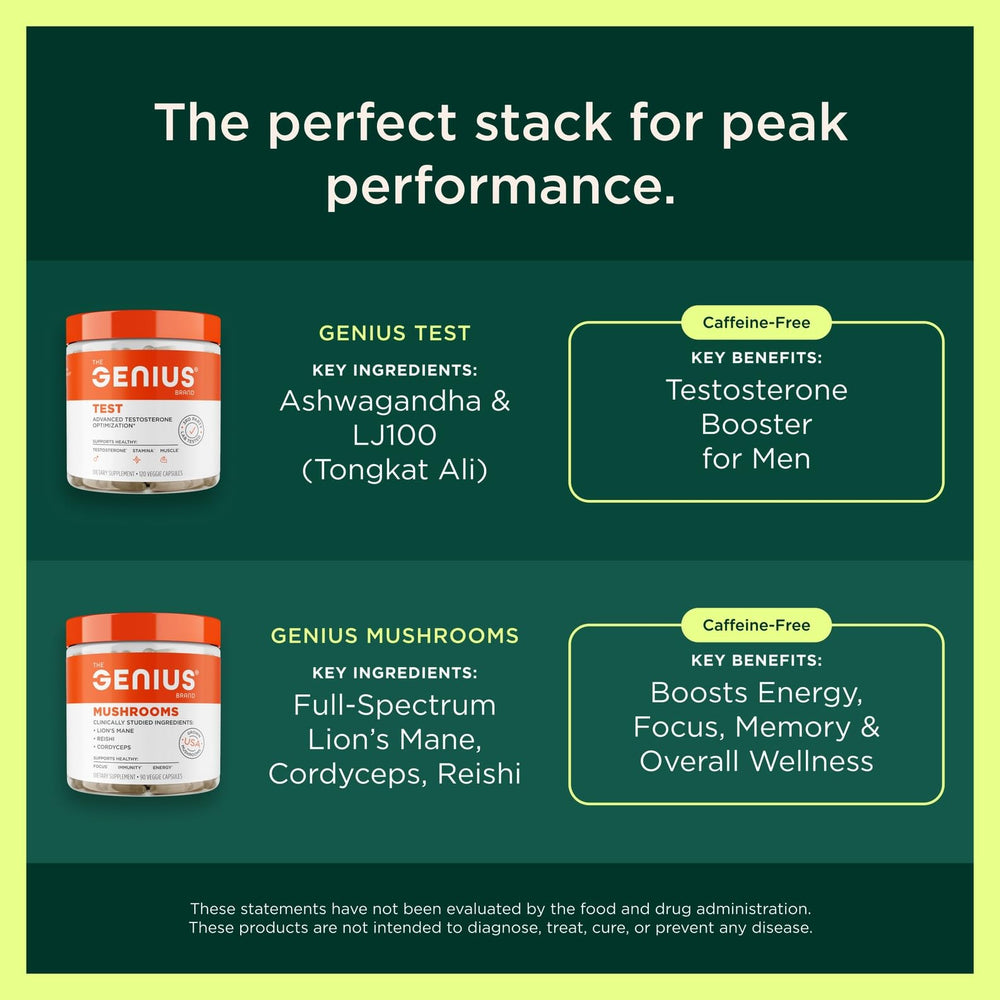 Genius Brand estrogen balance made in USA label emphasizing vegan ingredients.