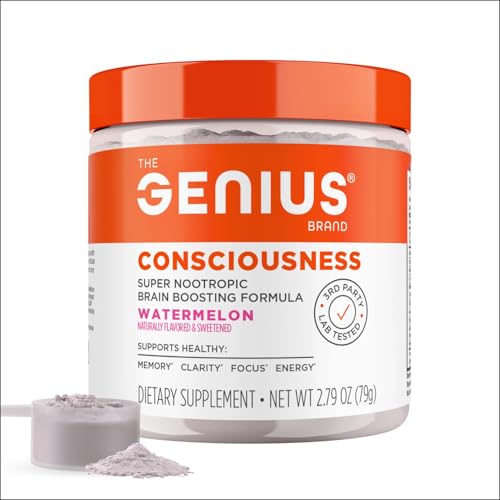 Genius Consciousness packaging with scoop on a table