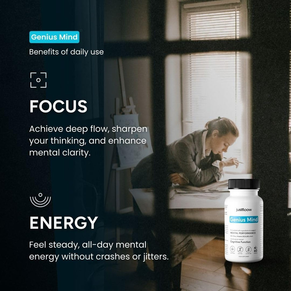 Serving scoop with Genius Mind bottle and powder
