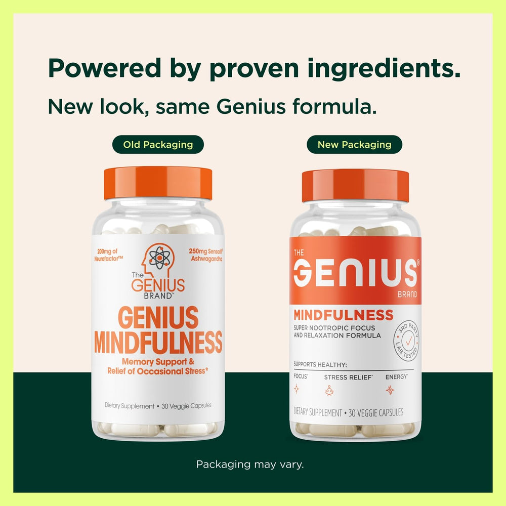 Close-up of Genius Mindfulness veggie pills