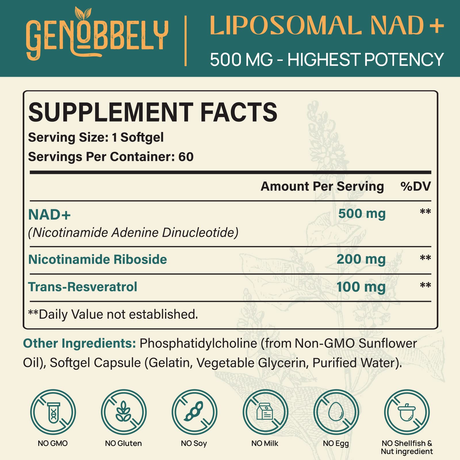 Nicotinamide Riboside 200 mg panel for NAD+ boost