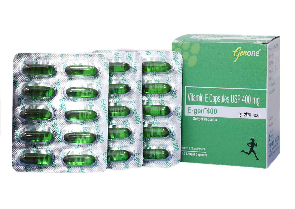Genone E-Gen 400 Vitamin E Capsules bottle front view