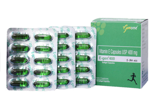 Genone E-Gen 400 Vitamin E Capsules bottle front view