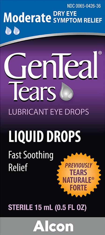 Genteal Tears Moderate bottle shows fast soothing relief for dry eye
