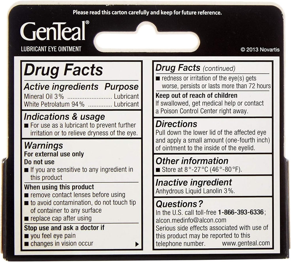 Genteal Tears Night-Time Ointment tubes closeup highlights moisturizing lubrication for overnight dry eye relief.