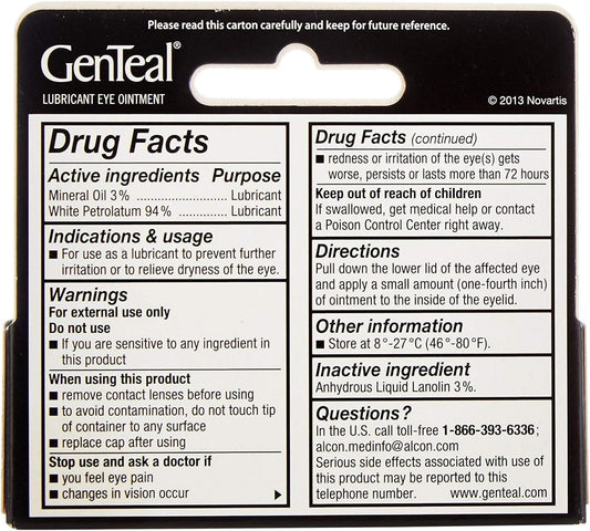 Genteal Tears Night-Time Ointment tubes closeup highlights moisturizing lubrication for overnight dry eye relief.