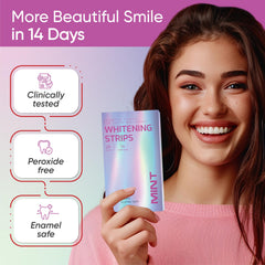 Peroxide-free whitening strips packaging close-up