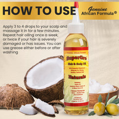 Genuine African Formula logo on SuperGro oil packaging