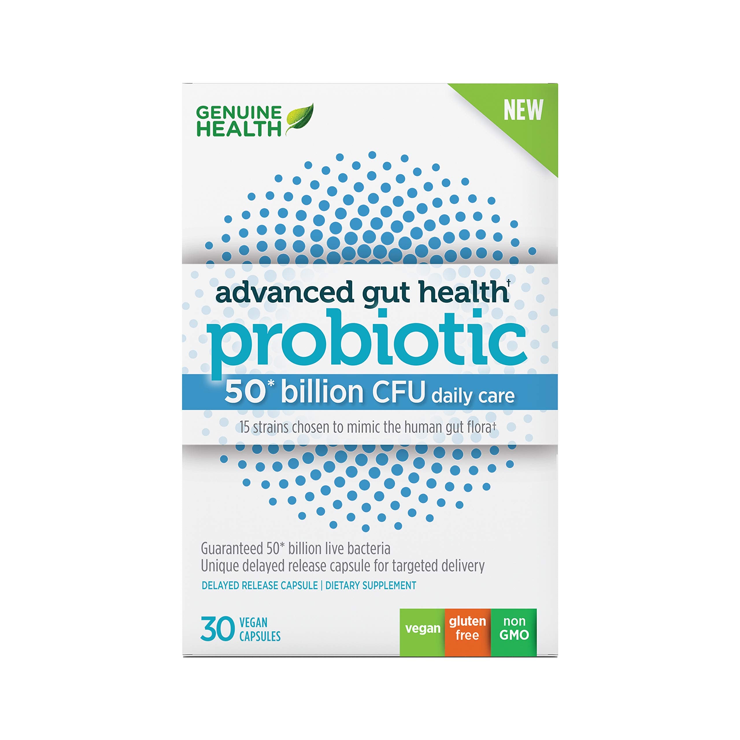 Genuine Health Probiotics bottle label showing 50B CFU