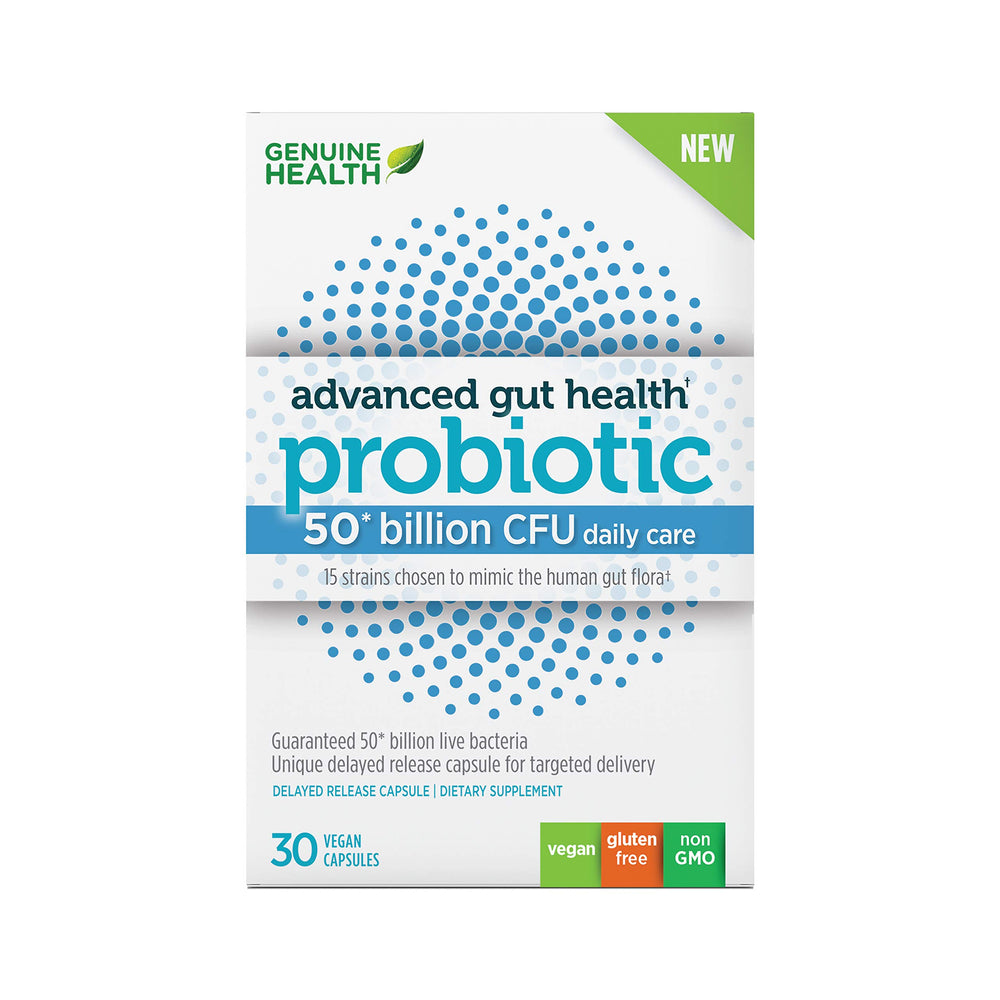 Genuine Health Probiotics bottle label showing 50B CFU