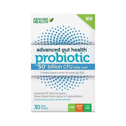 Genuine Health Probiotics bottle label showing 50B CFU