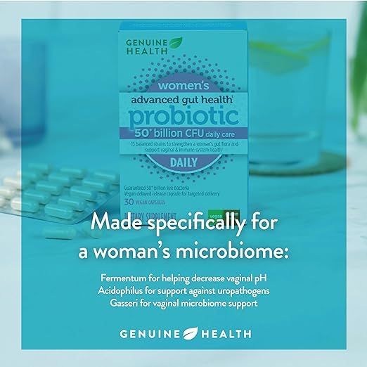 Close-up of bottle label highlighting 15 probiotic strains and 50B CFU