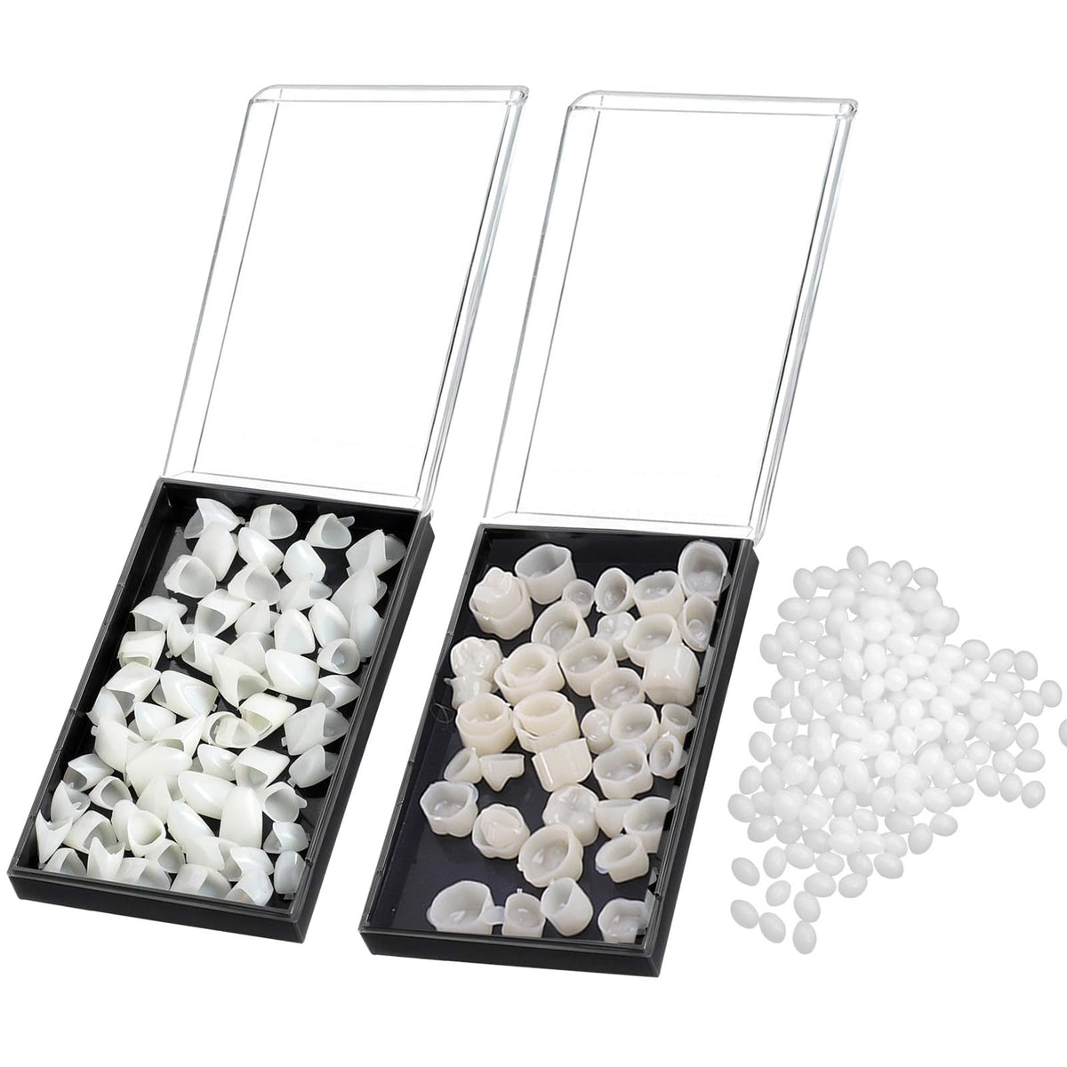 Geodurn 120-piece temporary tooth caps kit – front and back view