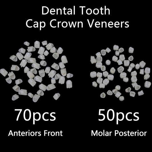White temporary tooth caps for anterior teeth