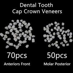 White temporary tooth caps for anterior teeth