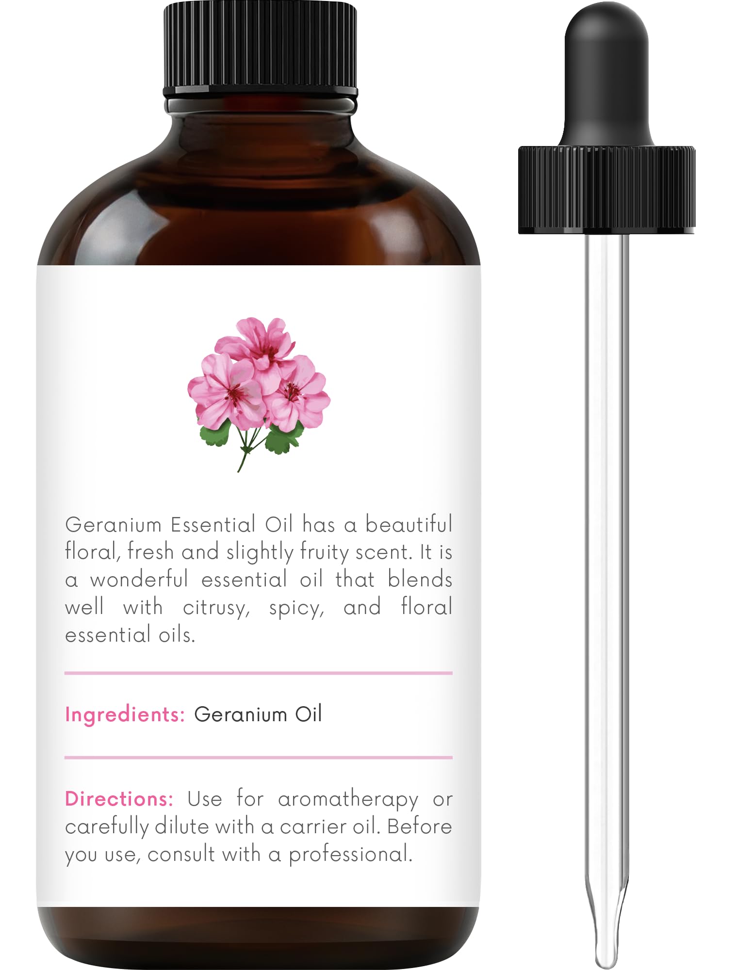 Pure and natural geranium essential oil, premium grade