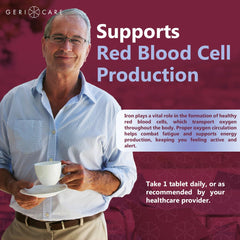 Close-up of GeriCare iron tablet highlighting high absorption