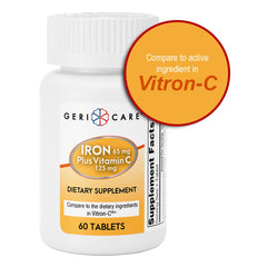 Illustration of tablet dosage for GeriCare Iron and Vitamin C
