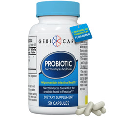 GeriCare Saccharomyces boulardii probiotic bottle label