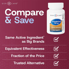 GeriCare Vitamin B-6 100 mg bottle on packaging