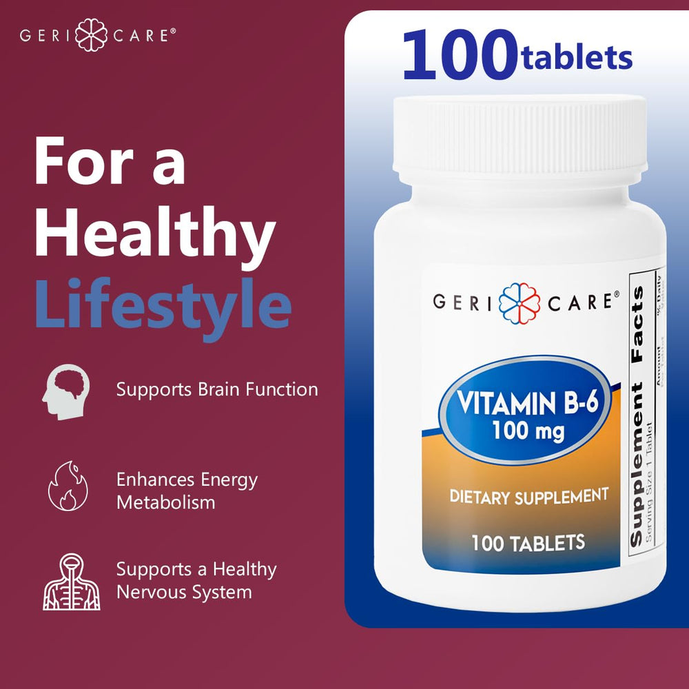 Nutrition and ingredients label for Vitamin B-6 100 mg
