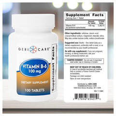 Full packaging image of GeriCare Vitamin B-6 100 mg tablets