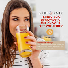 Dairy-free and gluten-free labeling on Geri-Mucil packaging