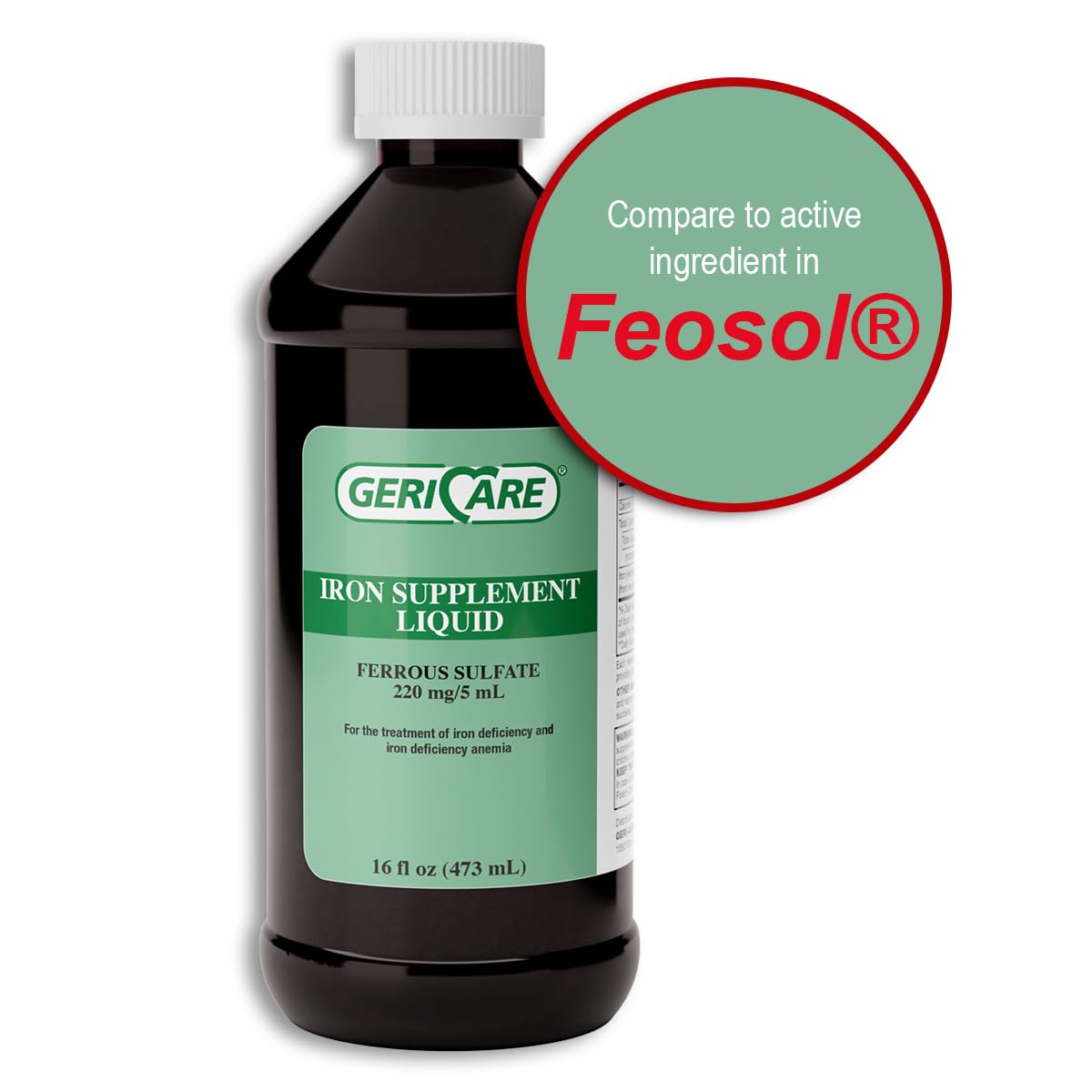 Nutrition facts and ingredients for GeriCare liquid iron