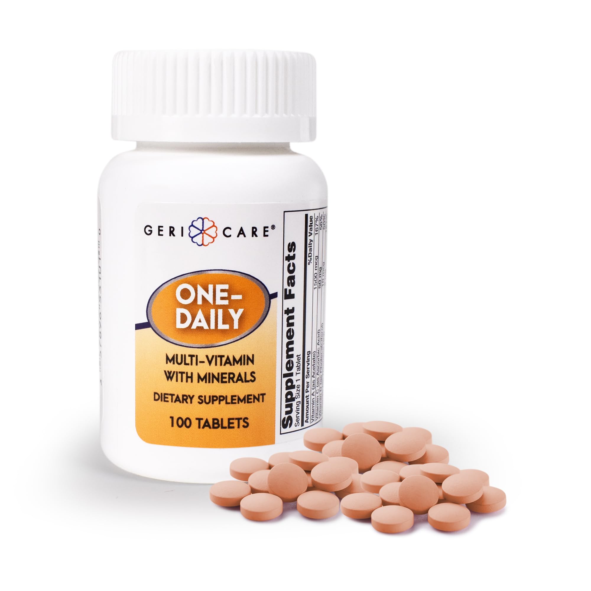 GeriCare One-Daily Multivitamin bottle with 100 tablets