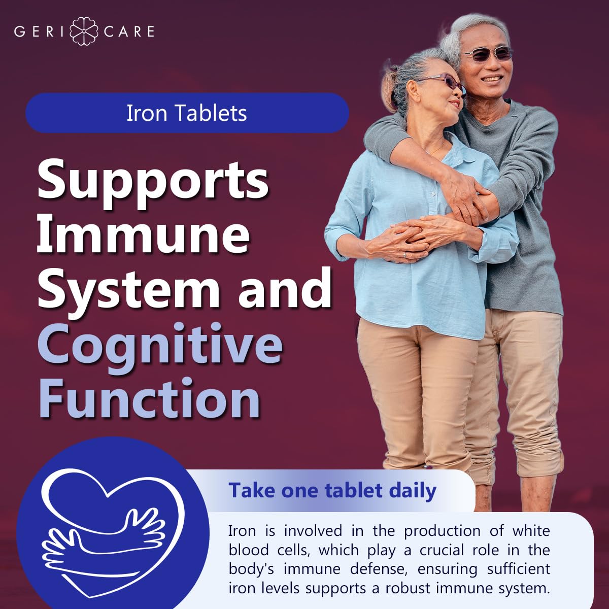 Pack of two GeriCare ferrous sulfate iron supplement bottles